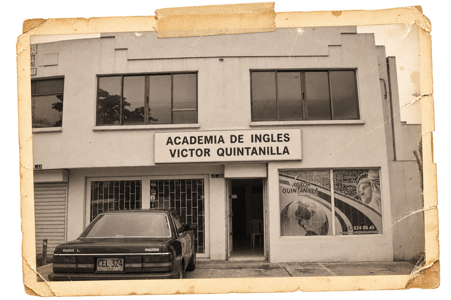 Fachada histórica de la Academia de Inglés Víctor Quintanilla